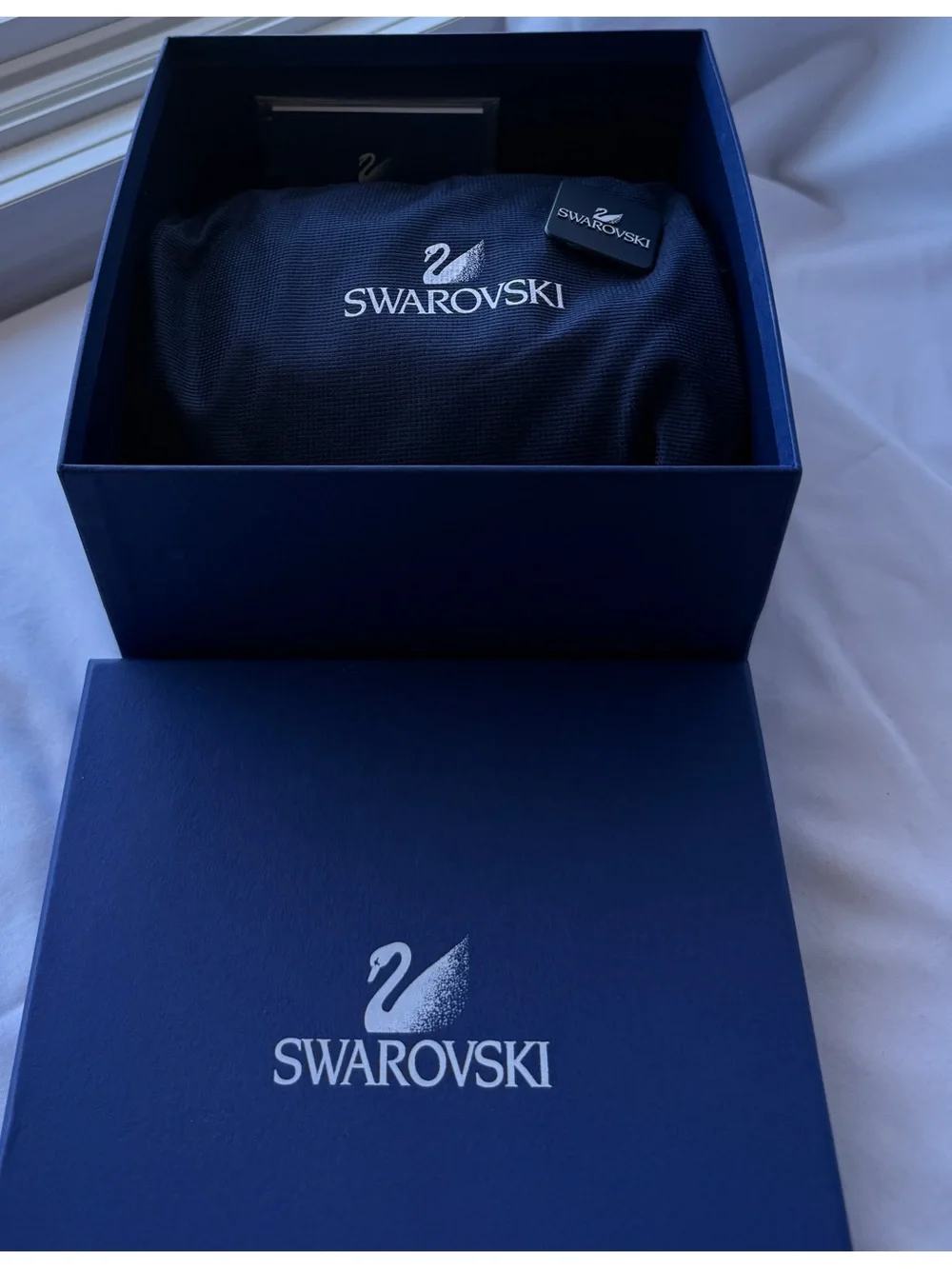 Brand New Swarovski Gala Fuchsia Satin Bag - with Original Box Set